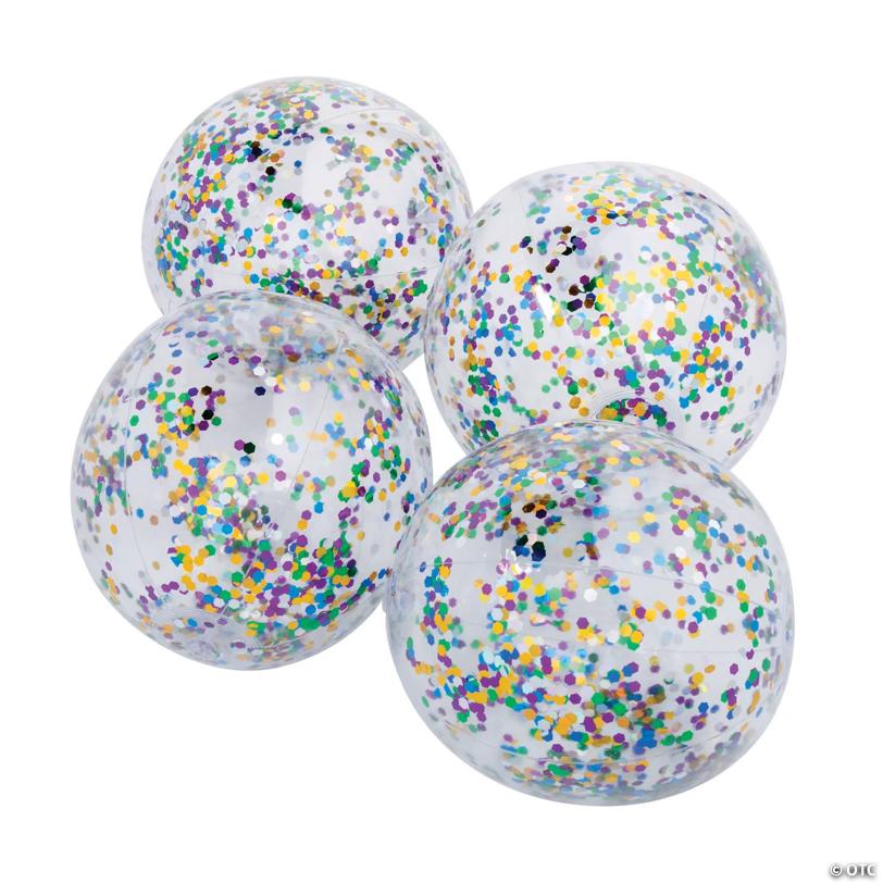 Inflatable 11" Glitter-Filled Medium Beach Balls - 12 Pc.