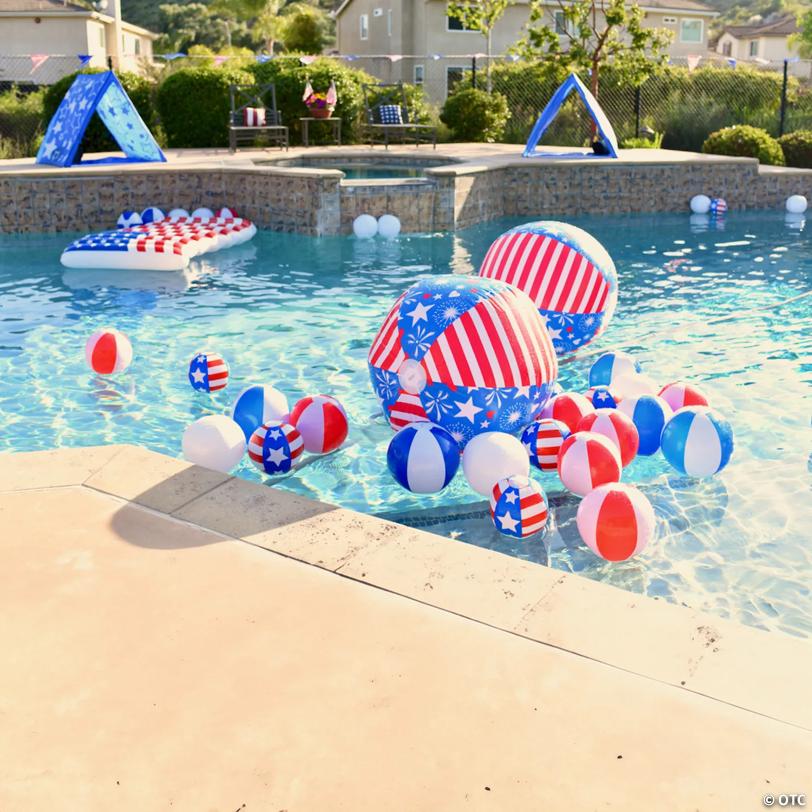 Inflatable 11" White Medium Beach Balls - 12 Pc.