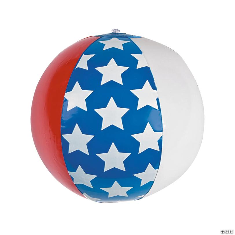 Inflatable 11" Medium Patriotic Stars & Stripes Beach Balls - 12 Pc.