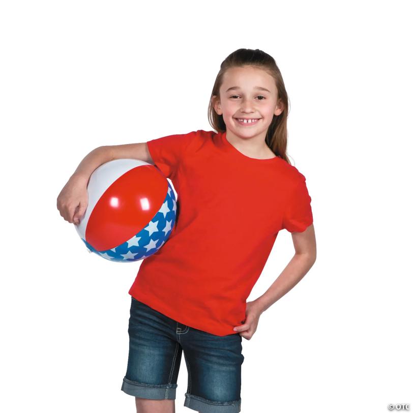 Inflatable 11" Medium Patriotic Stars & Stripes Beach Balls - 12 Pc.