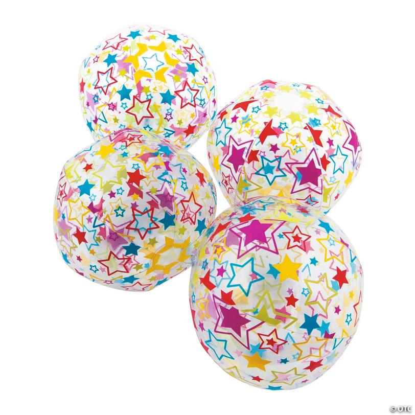 Inflatable 11" Neon Star Medium Beach Balls - 12 Pc.