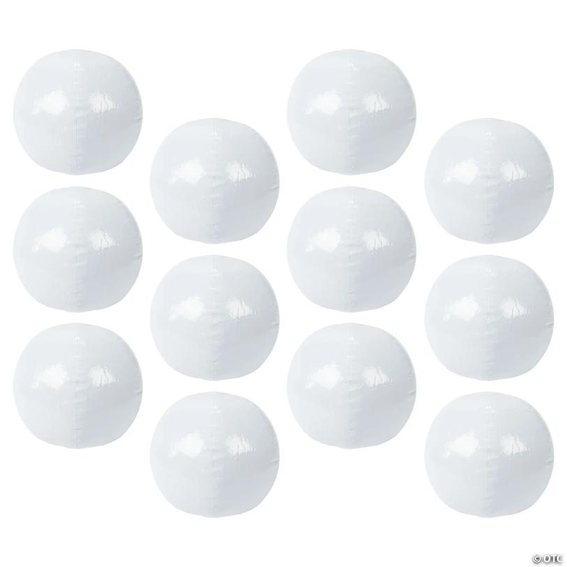Inflatable 11" White Medium Beach Balls - 12 Pc.