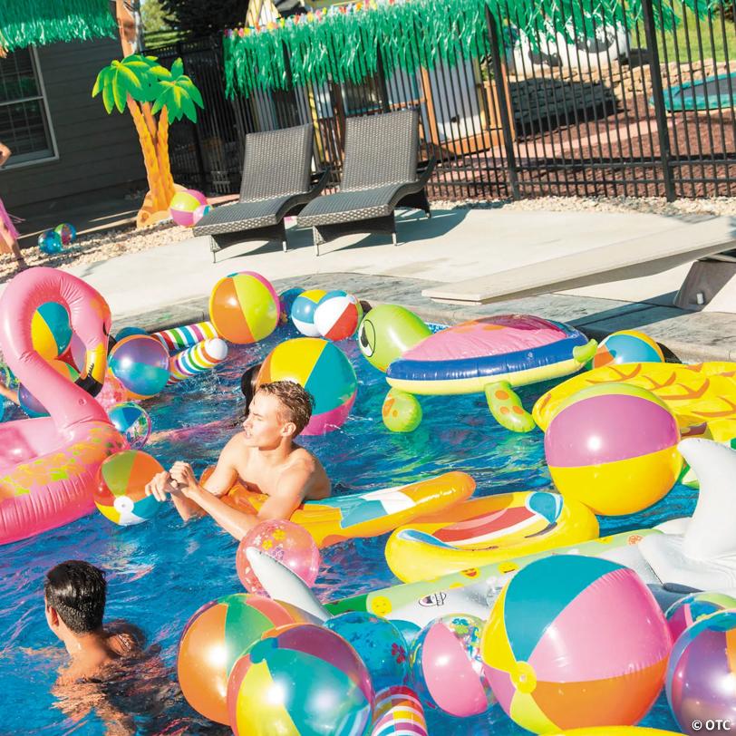 Inflatable 15" Bright Extra Large Beach Balls - 6 Pc.