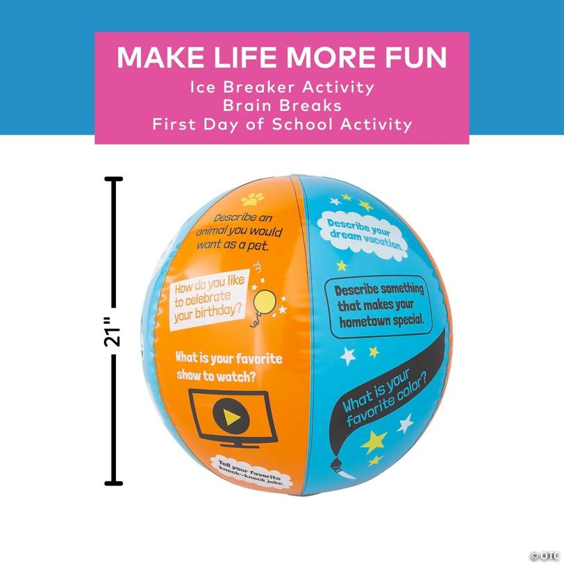 Inflatable 21" All About Me Ice Breaker Multicolor Vinyl Beach Ball