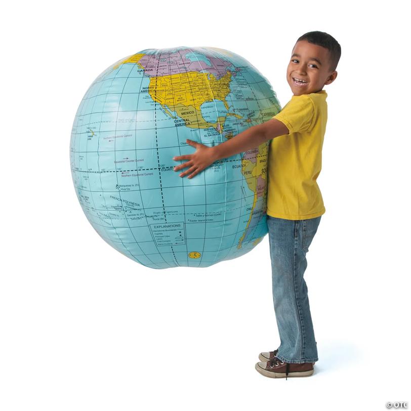Inflatable 33" Multicolored Globe Giant Vinyl Beach Ball