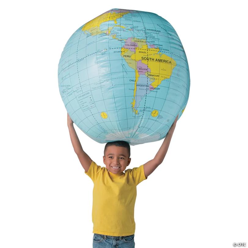Inflatable 33" Multicolored Globe Giant Vinyl Beach Ball