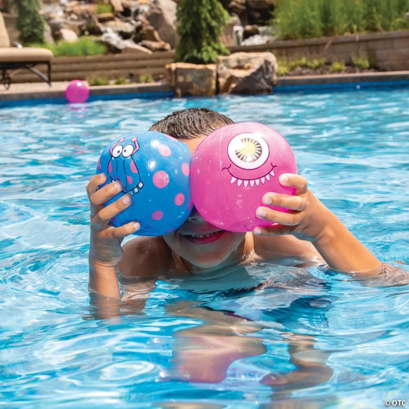 Inflatable 5" Monster Mini Beach Balls - 12 Pc.