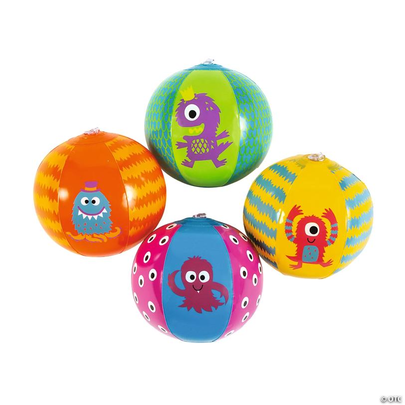 Inflatable 5" Monster Mini Beach Balls - 12 Pc.