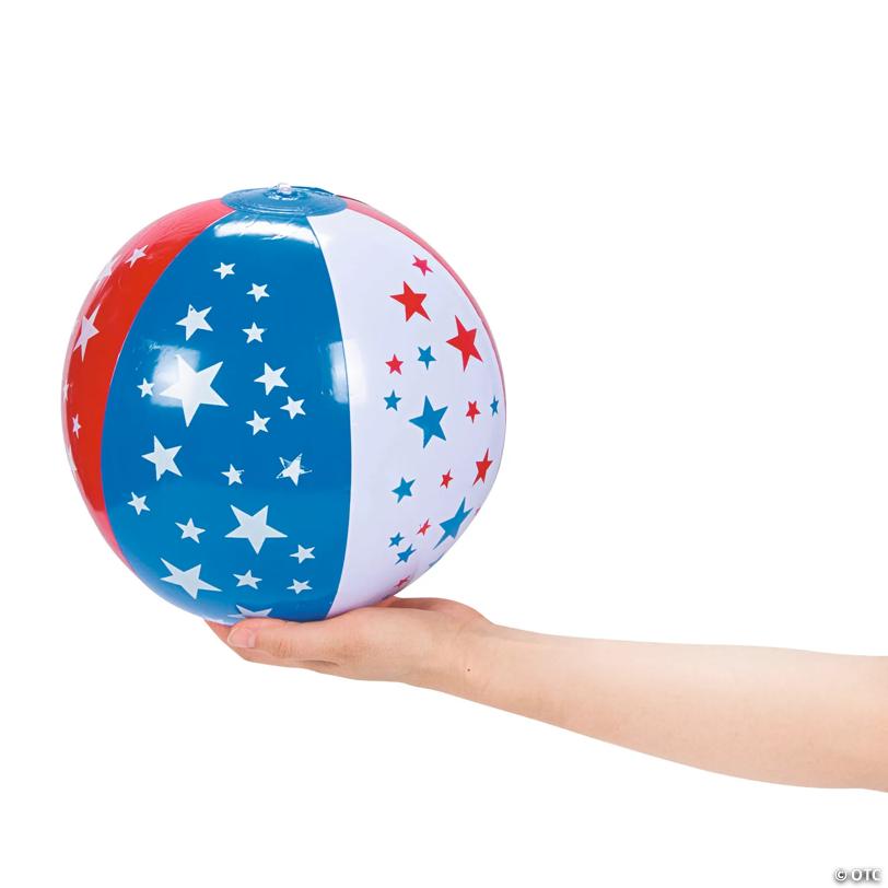 Inflatable 9" Patriotic Star Medium Vinyl Beach Balls - 12 Pc.