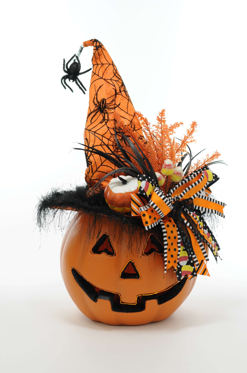 Karen Didion Lighted Pumpkin with Orange Hat