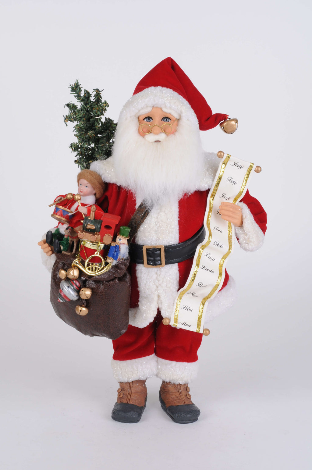 17" Karen Didion Lighted Vintage Toy Bag Santa