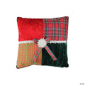 Kurt Adler 15.5" Red and Green Plaid Square Christmas Throw Pillow