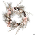 Kurt Adler Artificial ChampagneGold Wreath with Pink Poinsettias and Ornaments Christmas Decoration, 20 Inches