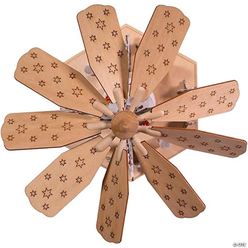 Kurt Adler Battery-Operated Light-Up Wooden Windmill Tree Scene Table Piece, 11 Inches