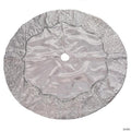 Kurt Adler Christmas Satin Tree Skirt with Sequined Border, Silver, 48in