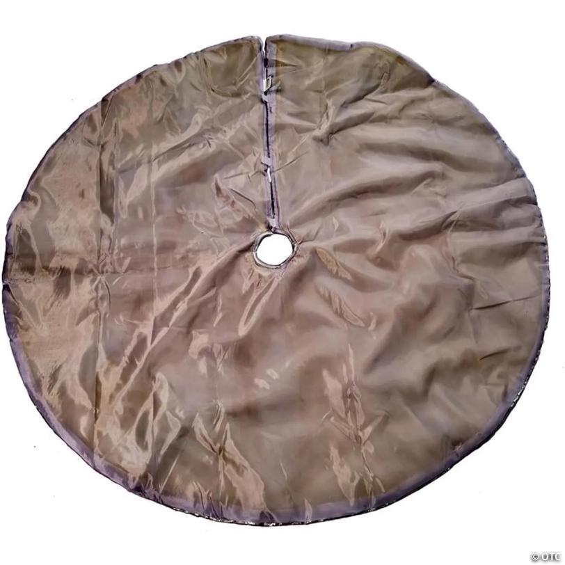 Kurt Adler Christmas Satin Tree Skirt with Sequined Border, Silver, 48in