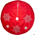 Kurt Adler Christmas Tree Skirt with Embroidered and Pleated Border, Red, 60in