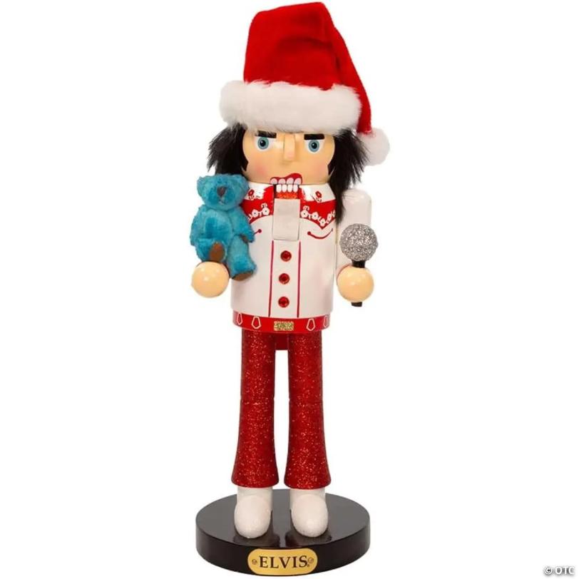 Kurt Adler Elvis Presley with Teddy Bear Nutcracker- Multicolored- 10 Inches