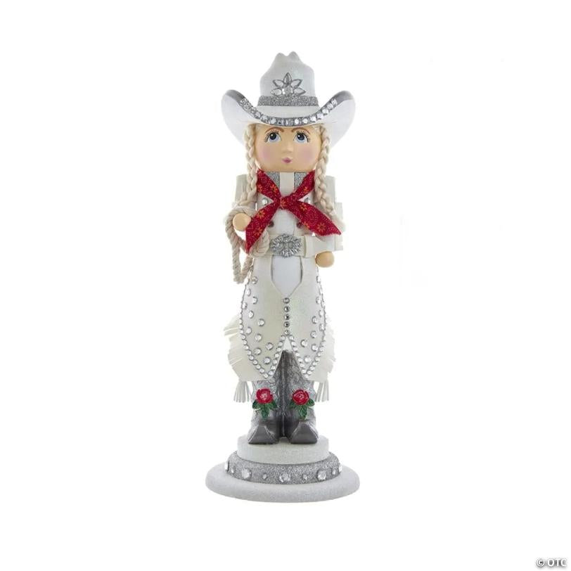 Kurt Adler Hollywood Rhinestone Cowgirl Nutcracker, 18 inches