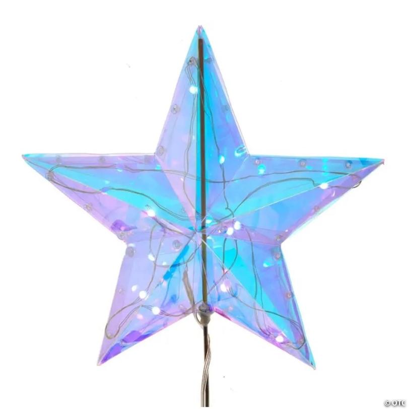 Kurt Adler Lighted Magical Iridescent Star Tree Topper, 13.25 Inches
