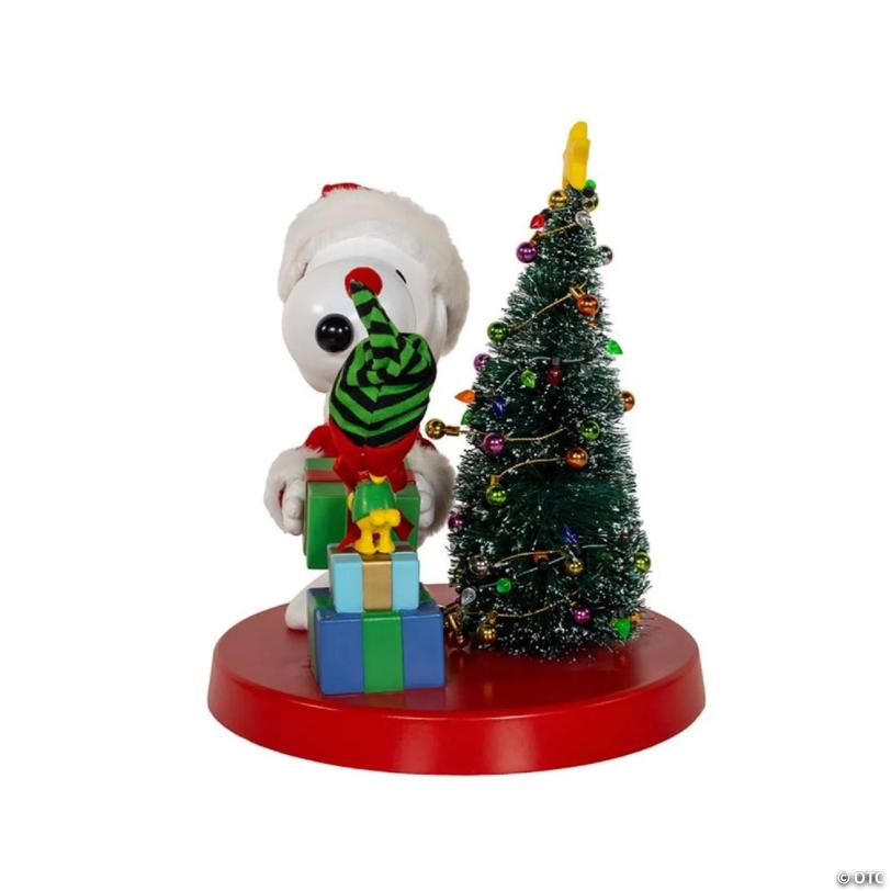 Kurt Adler Peanuts Snoopy and Woodstock Table Piece Christmas Decoration, 8 Inches