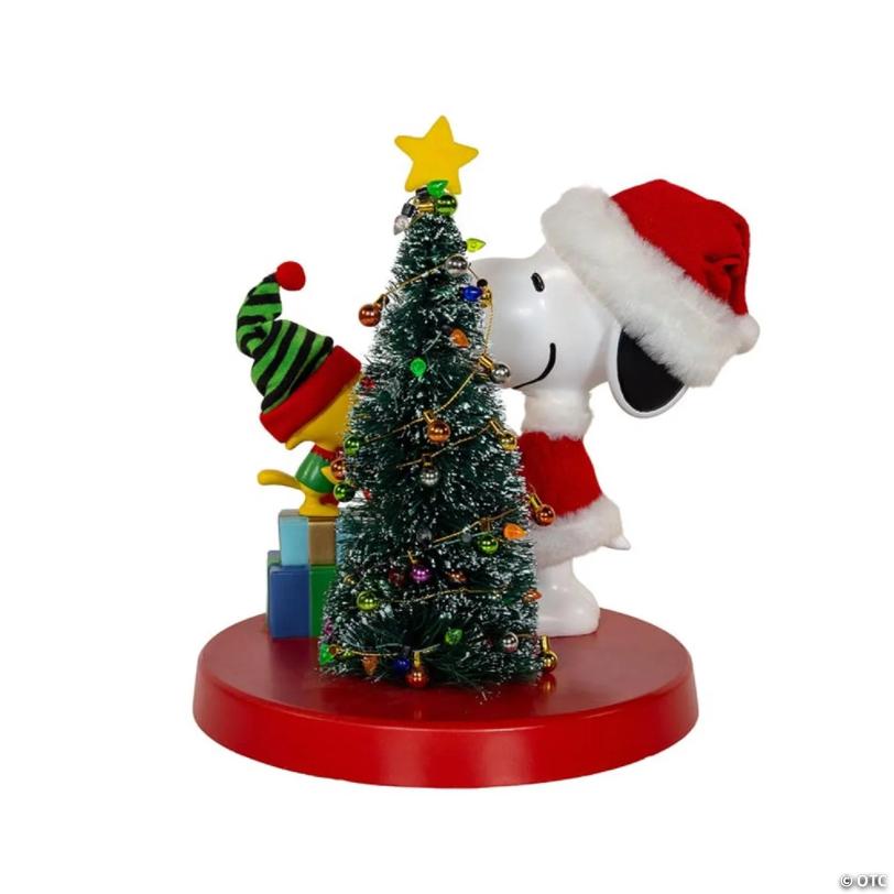 Kurt Adler Peanuts Snoopy and Woodstock Table Piece Christmas Decoration, 8 Inches