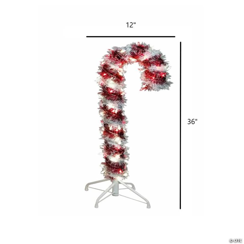 Kurt Adler Tinsel Candy Can Light Up Christmas Plastic Decoration, Red White, 3 Feet