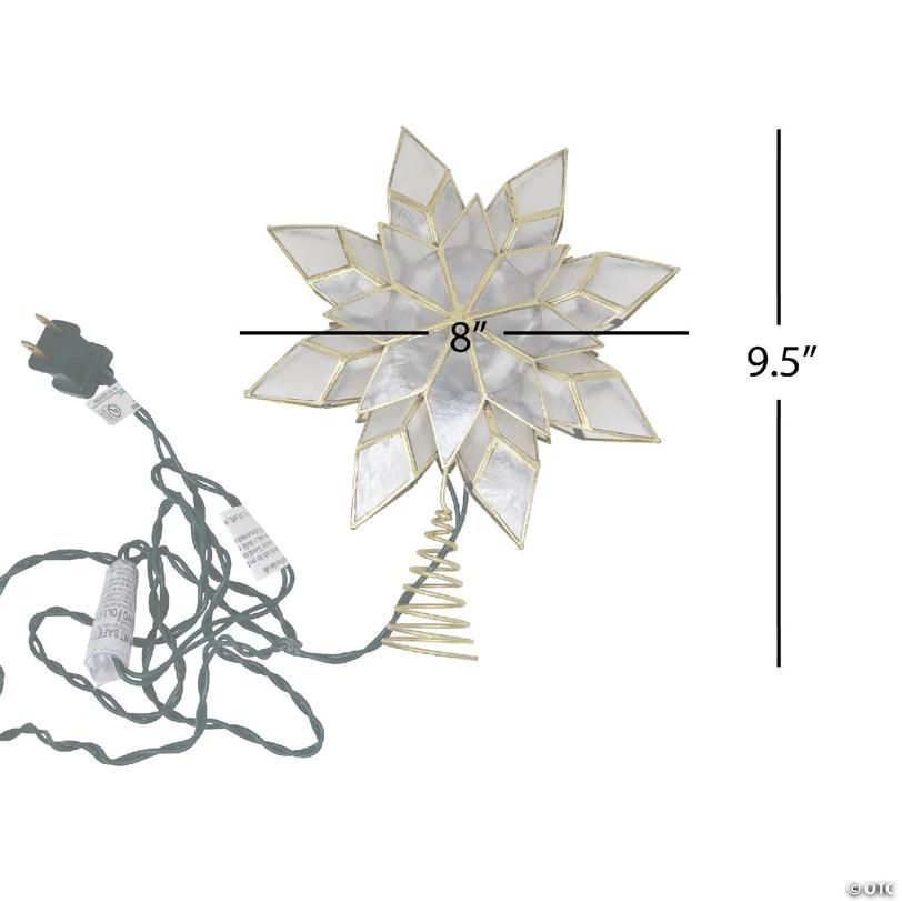 Kurt Adler UL0118_C Capiz Star Christmas Tree Topper w 10 Clear Lights, 8.5 Inches
