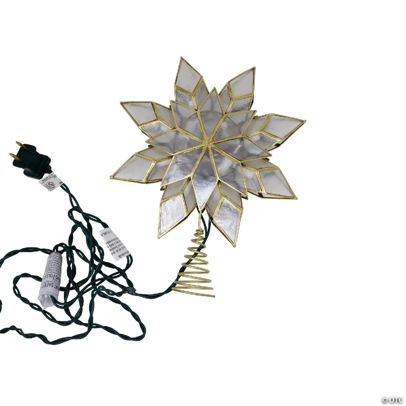 Kurt Adler UL0118_C Capiz Star Christmas Tree Topper w 10 Clear Lights, 8.5 Inches