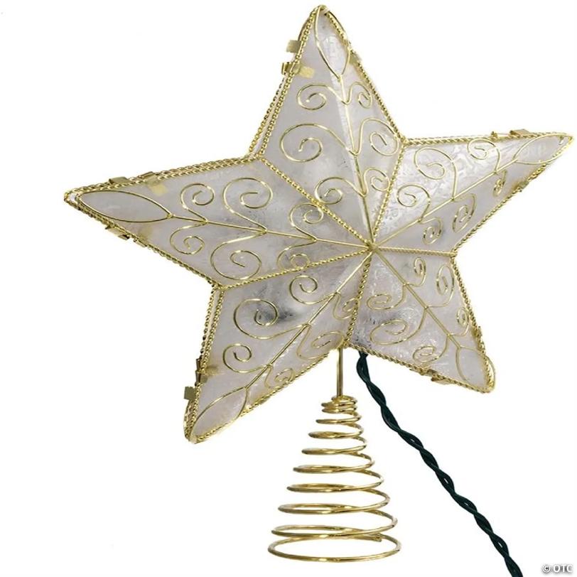 Kurt Adler UL1881 10-Light Gold Reflector Star Lighted Treetop, 8.5 Inches