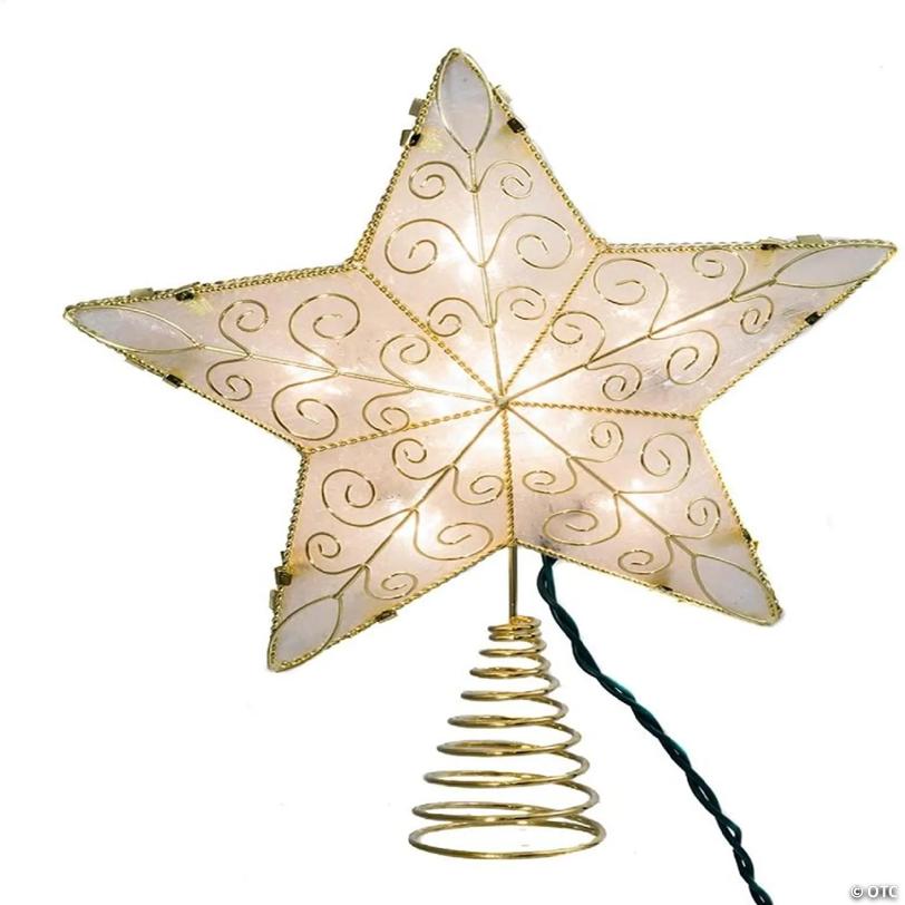 Kurt Adler UL1881 10-Light Gold Reflector Star Lighted Treetop, 8.5 Inches