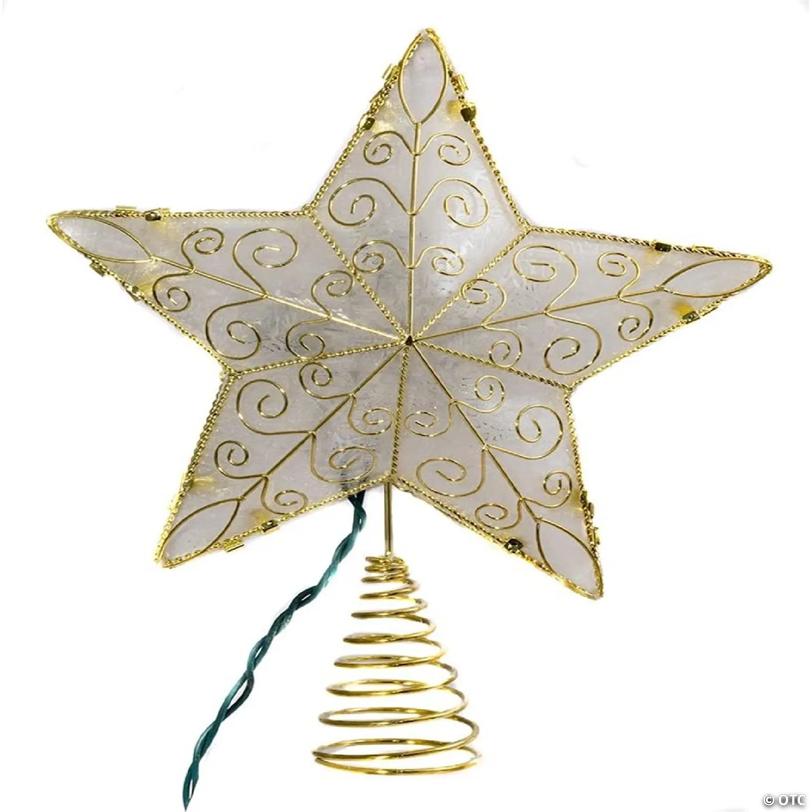 Kurt Adler UL1881 10-Light Gold Reflector Star Lighted Treetop, 8.5 Inches