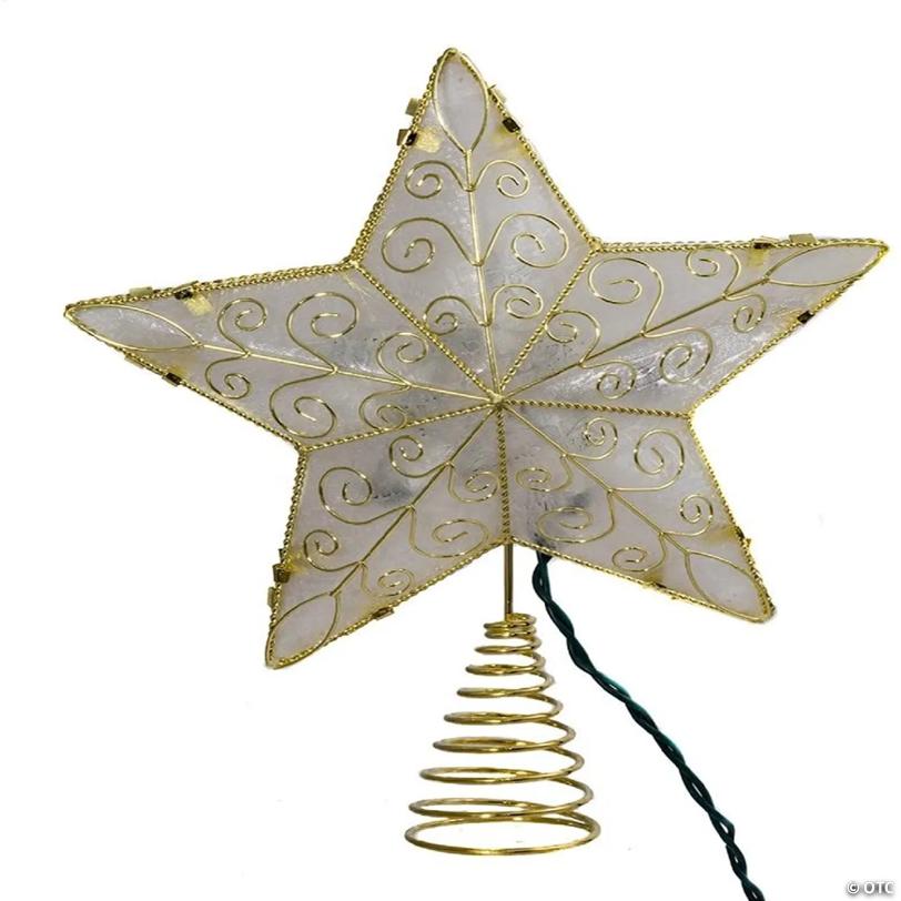 Kurt Adler UL1881 10-Light Gold Reflector Star Lighted Treetop, 8.5 Inches