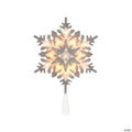Kurt Adler UL 20-Light Silver and White Glittered Snowflake Christmas Treetop, 13.75in