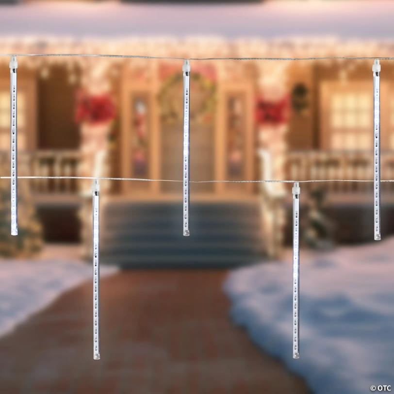 LED Dripping Icicle Christmas Light Tubes - Polar White - 15' Clear Wire - 10ct