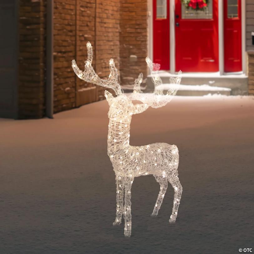LED Lighted Commercial Grade Acrylic Reindeer Outdoor Christmas Decoration - 46.5" - Warm White Lights
