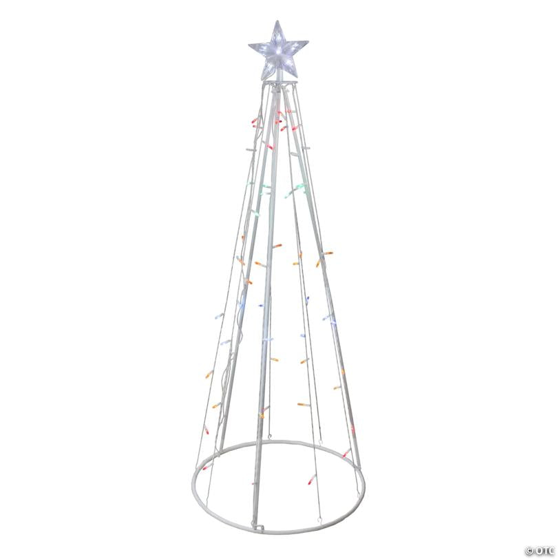 LED Lighted Cone Christmas Tree Outdoor Decoration - 5' - White - Multicolor Lights