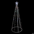 LED Lighted Cone Christmas Tree Outdoor Decoration - 5' - White - Multicolor Lights