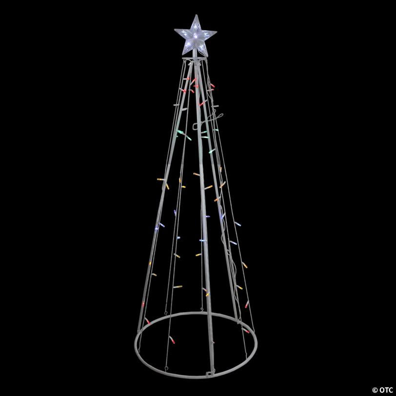 LED Lighted Cone Christmas Tree Outdoor Decoration - 5' - White - Multicolor Lights