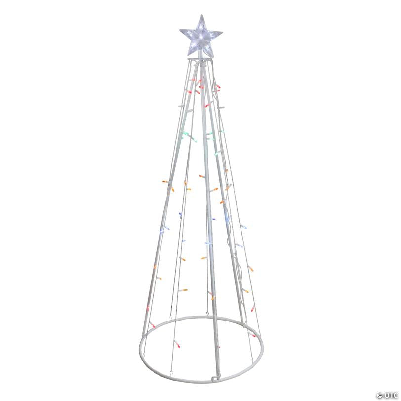 LED Lighted Cone Christmas Tree Outdoor Decoration - 5' - White - Multicolor Lights