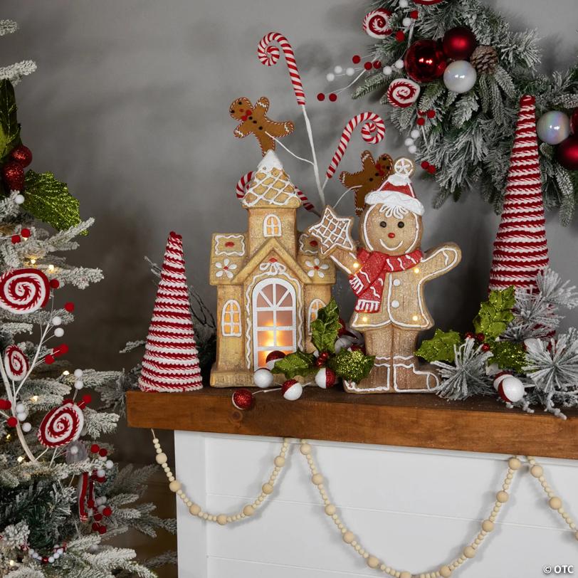 LED Lighted Gingerbread Boy with Frosted Cookie Star Christmas Figurine - 15.5