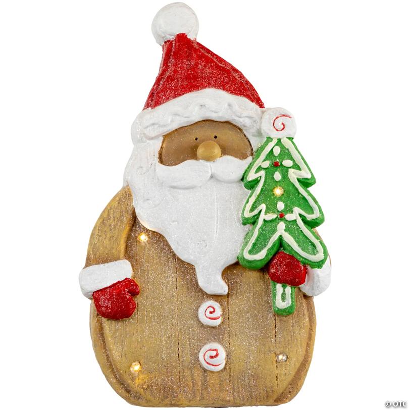 LED Lighted Gingerbread Santa Claus Glittered Christmas Figure - 15.5
