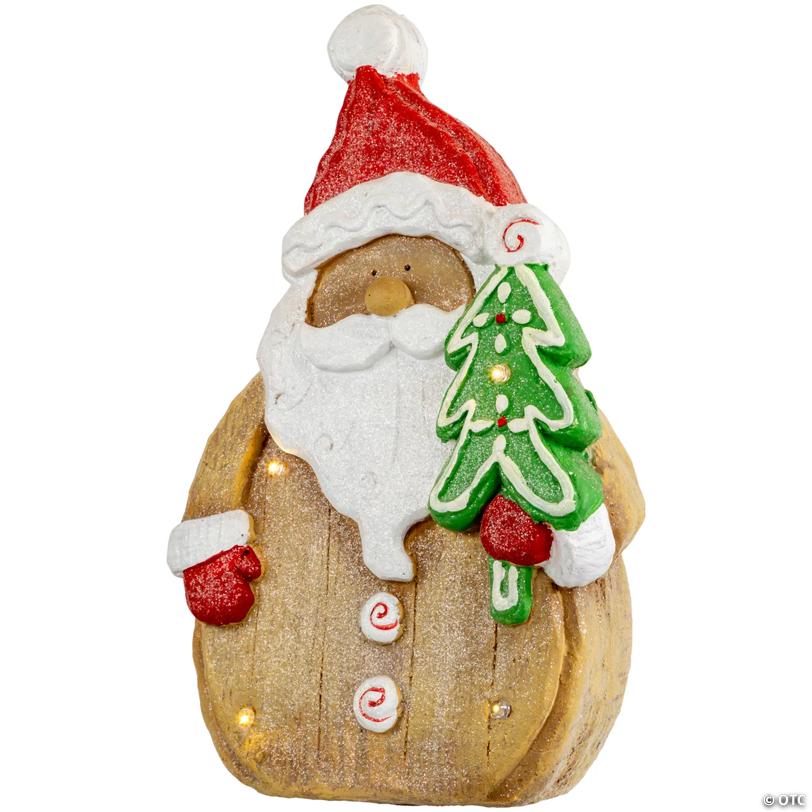 LED Lighted Gingerbread Santa Claus Glittered Christmas Figure - 15.5