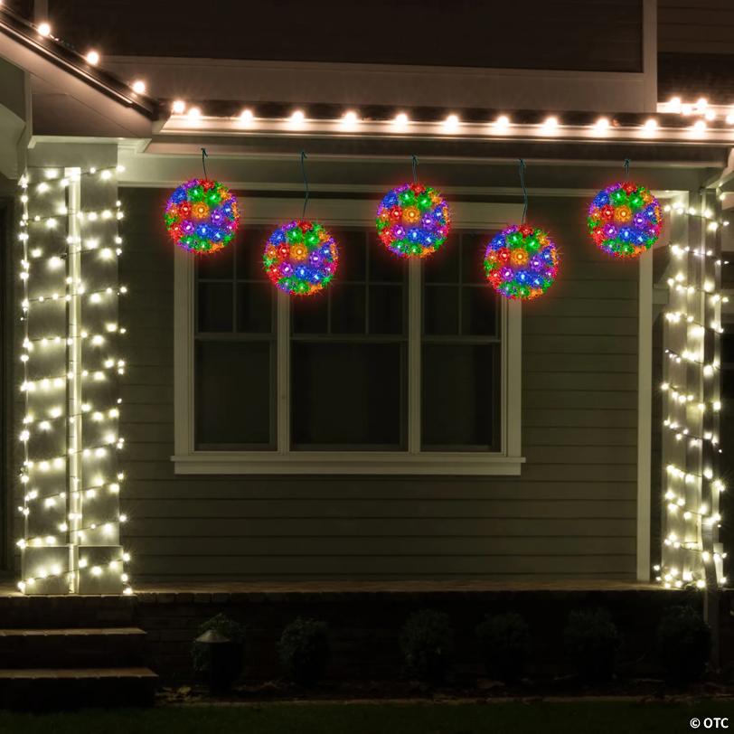 LED Lighted Hanging Starlight Sphere Outdoor Christmas Decoration- 6" - Multicolor Lights