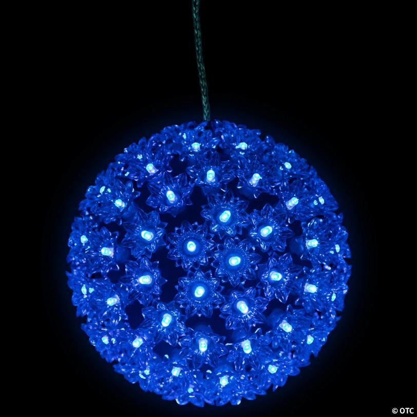 LED Lighted Hanging Starlight Sphere Outdoor Christmas Decoration- 7.5" - Blue Lights