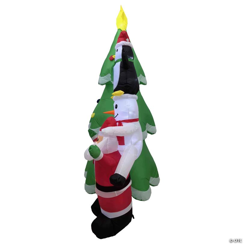 LED Lighted Inflatable Christmas Tree with Santa and Friends Outdoor Decoration - 8.25'