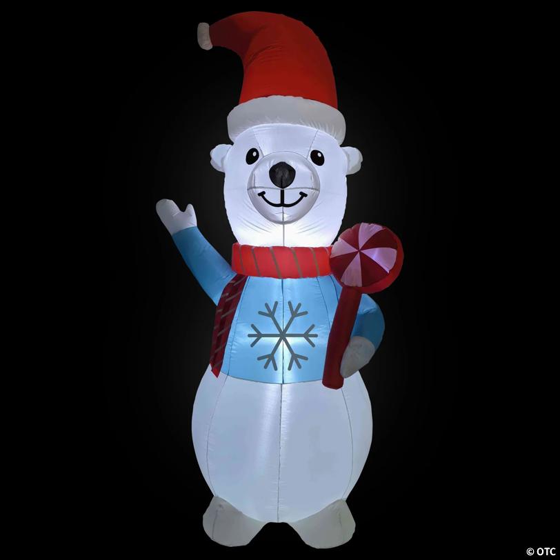 LED Lighted Inflatable Polar Bear Outdoor Christmas Decoration - 8.25'