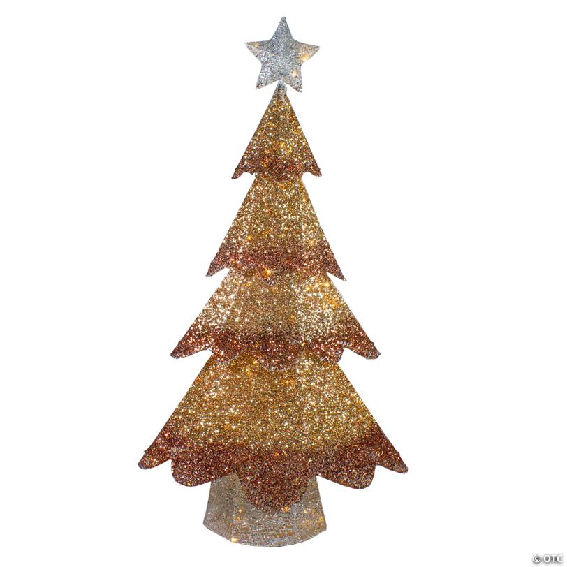 LED Lighted Mesh Christmas Tree Outdoor Decoration - 46" - Bronze Gold Finish