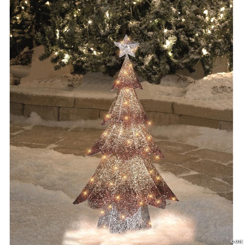 LED Lighted Mesh Christmas Tree Outdoor Decoration - 46" - Bronze Gold Finish