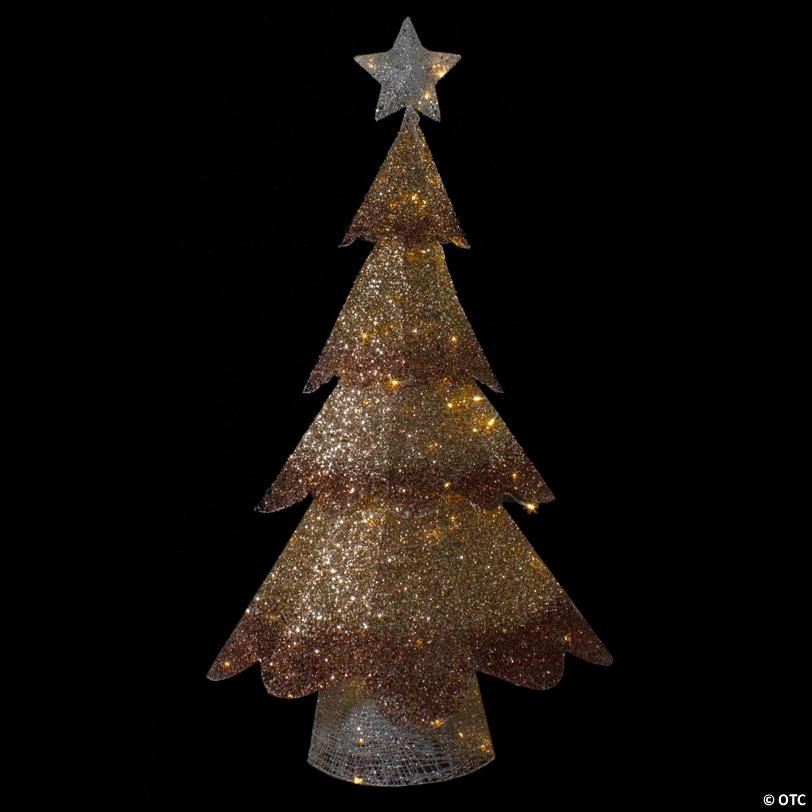 LED Lighted Mesh Christmas Tree Outdoor Decoration - 46" - Bronze Gold Finish